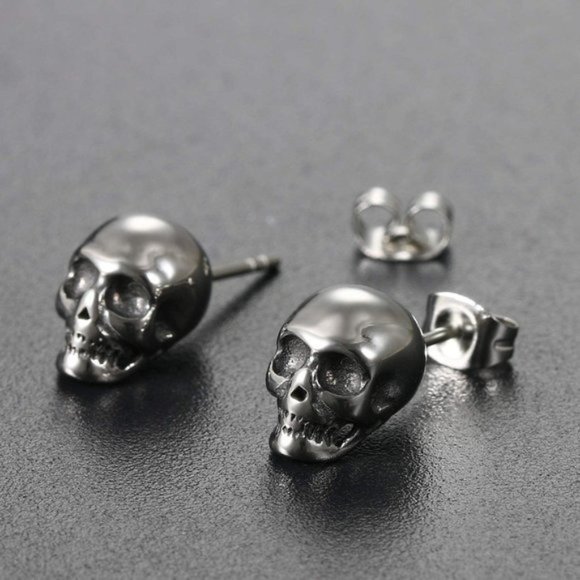 PUNK Stainless Steel Skull Earrings - Picture 5 of 9